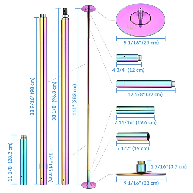 Alt view image 5 of 7 - Yescom 10FT Professional Stripper Pole Static Spinning Dancing Pole Kit with Extensions for Home Gym Fitness ,Colorful