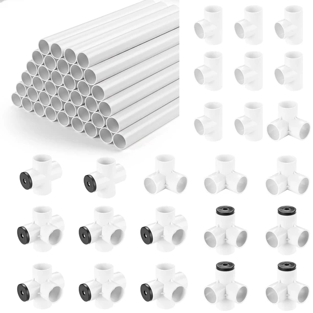 Main image of Yescom 39Pc 32mm DIY PVC Pipe Sch 40 with 2/3/4 Way Fitting Furniture Grade