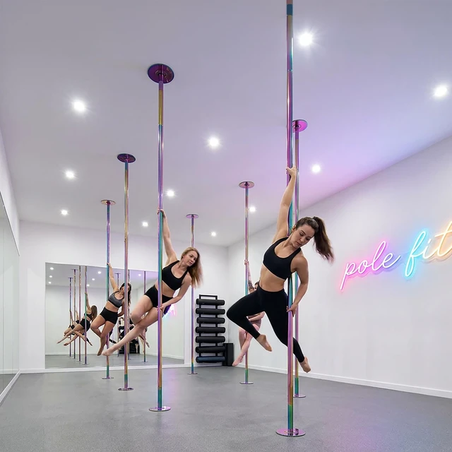 Alt view image 6 of 7 - Yescom 11FT Professional Stripper Pole Static Spinning Dancing Pole Kit with Extensions for Home Gym Fitness ,Colorful