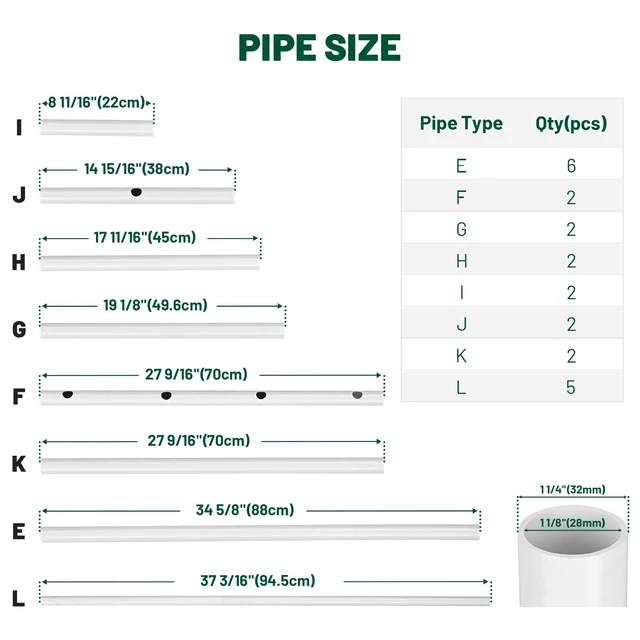Alt view image 5 of 7 - Yescom 23 Pcs 32mm/20mm PVC Pipe Sch 40 Structural Fittings for Greenhouse