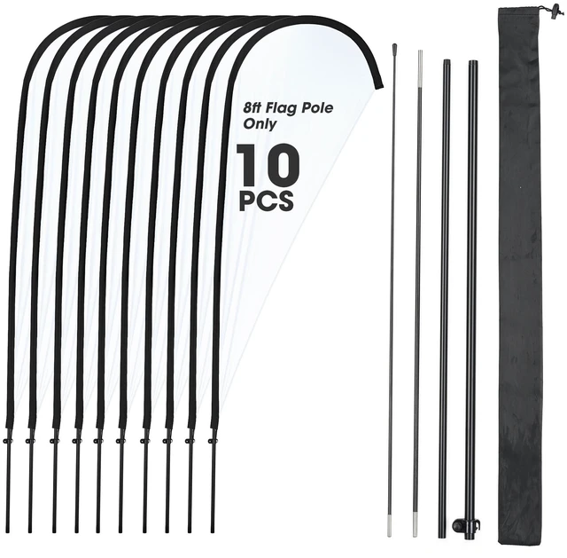 Main image of InstaHibit 10 Pack 8ft Teardrop Feather Flag Pole Kit for Business Advertising