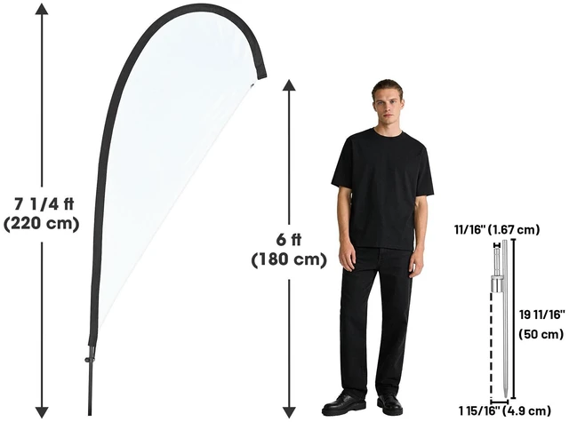 Alt view image 3 of 7 - InstaHibit 10 Pack 7ft Teardrop Feather Flag Pole Kit with 20inch Ground Spike