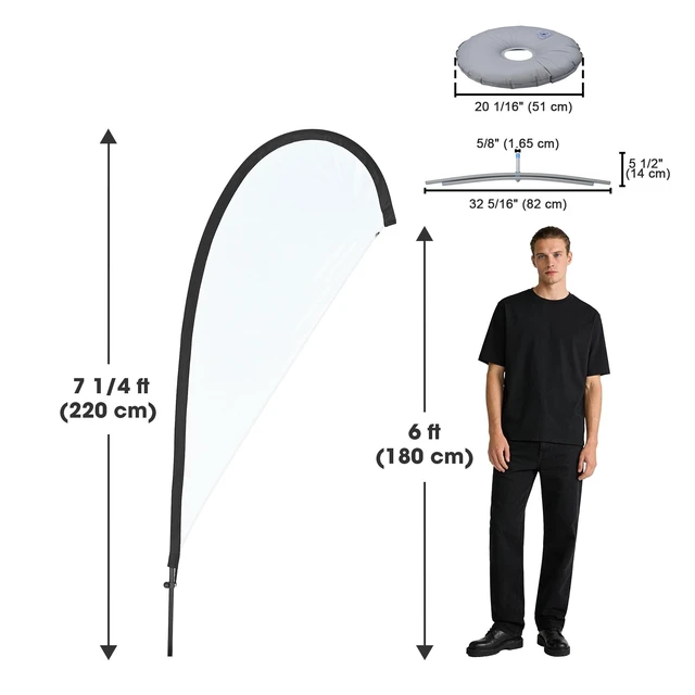 Alt view image 3 of 7 - InstaHibit 10 Pack 7ft Teardrop Feather Flag Pole Kit w/ Cross Base & Water Bag