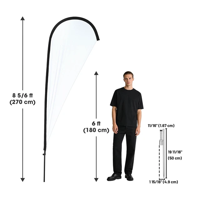 Alt view image 3 of 7 - InstaHibit 10 Pack 8ft Teardrop Feather Flag Pole Kit with 20inch Ground Spike