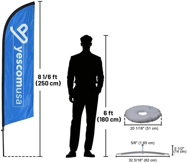 Alt view image 2 of 7 - InstaHibit 10 Pack 8ft Feather Flag Pole Kit with Cross Base Stand & Weight Bag