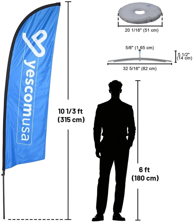 Alt view image 2 of 7 - InstaHibit 10 Pack 10ft Feather Flag Pole Kit with Cross Base Stand & Weight Bag