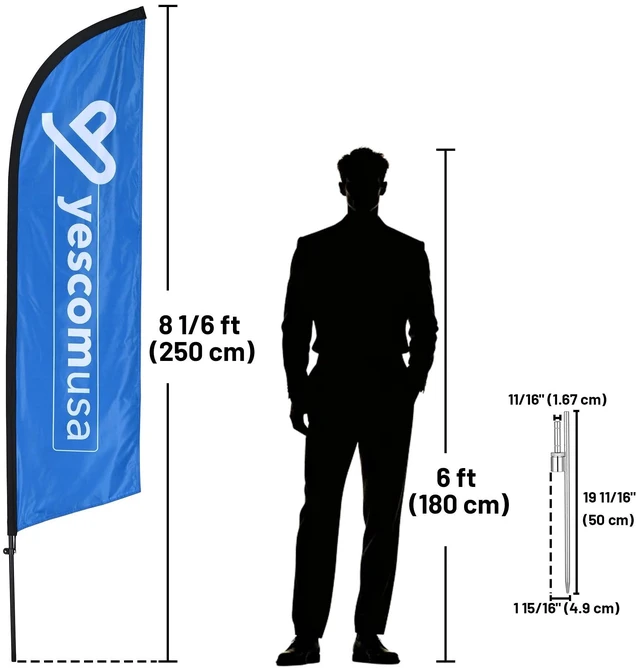 Alt view image 2 of 7 - InstaHibit 10 Pack 7ft Feather Flag Pole Kit with 20inch Ground Spike Flag Base