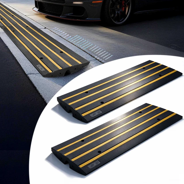 Main image of Yescom 2 Pack 48" Rubber Driveway Curb Ramp Low Profile Car 2.6" Rise Sidewalk