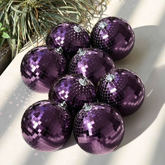 Alt view image 2 of 7 - Yescom 8 Pcs 7 Inch Purple Disco Ball Hanging Mirror Balls Bachelorette