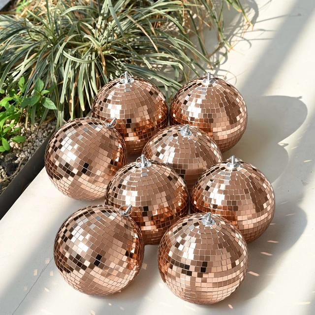 Alt view image 2 of 7 - Yescom 8 Pcs 7 Inch Rose Gold Disco Ball Hanging Mirror Balls Glam Decor