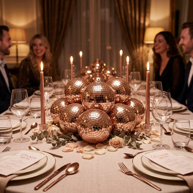 Alt view image 7 of 7 - Yescom 8 Pcs 7 Inch Rose Gold Disco Ball Hanging Mirror Balls Glam Decor
