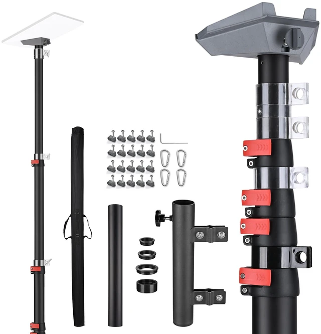 Main image of Yescom EZ GO 25ft Starlink Mini Pole Mount Kit with Ladder Mount & Adapter | Starlink Telescopic Pole and Ground Mount Kit for Off-Grid Camping, Live Broadcast, Includes Portable Flagpole Bag, Black