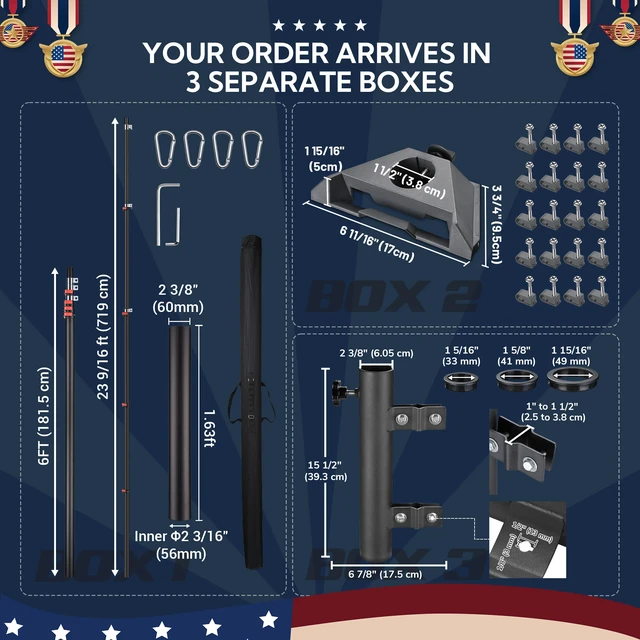 Alt view image 6 of 7 - Yescom EZ GO 25ft Starlink Mini Pole Mount Kit with Ladder Mount & Adapter | Starlink Telescopic Pole and Ground Mount Kit for Off-Grid Camping, Live Broadcast, Includes Portable Flagpole Bag, Black
