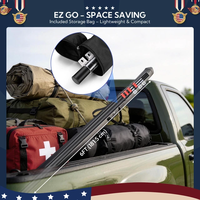 Alt view image 7 of 7 - Yescom EZ GO 25ft Starlink Mini Pole Mount Kit with Ladder Mount & Adapter | Starlink Telescopic Pole and Ground Mount Kit for Off-Grid Camping, Live Broadcast, Includes Portable Flagpole Bag, Black