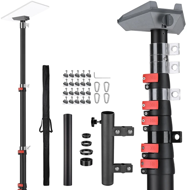 Main image of Yescom EZ GO 30ft Starlink Mini Pole Mount Kit with Ladder Mount & Adapter | Starlink Telescopic Pole and Ground Mount Kit for Off-Grid Camping, Live Broadcast, Includes Portable Flagpole Bag, Black