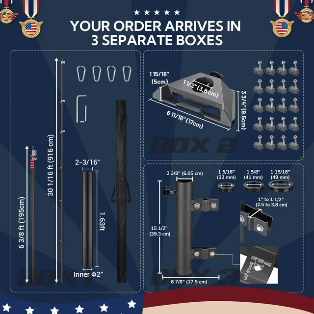 Alt view image 7 of 7 - Yescom EZ GO 30ft Starlink Mini Pole Mount Kit with Ladder Mount & Adapter | Starlink Telescopic Pole and Ground Mount Kit for Off-Grid Camping, Live Broadcast, Includes Portable Flagpole Bag, Black