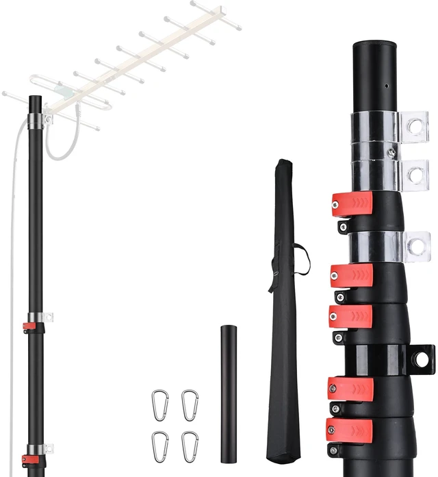 Main image of Yescom EZ GO 30ft Telescoping Antenna Mast Pole for Starlink Gen 3/Mini/V5, Cell Booster, Wi-Fi Ham Radio, Aluminum TV Antenna Mount with Bag, 1.5" Top OD, Black