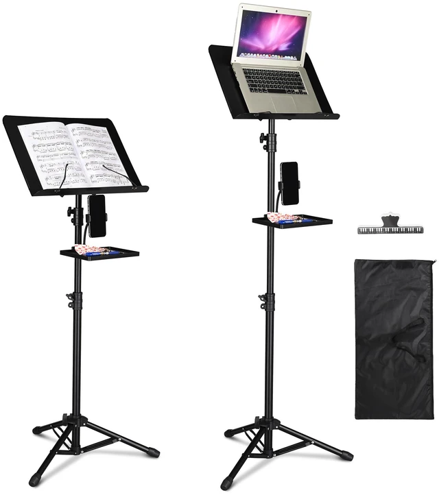 Main image of Yescom 37"-61" Music Sheet Stand Tiltable Widened Stable Tripod Base Storage Tray Carrying Bag Music Studio Event