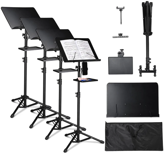 Main image of Yescom 4 Packs 37"-61" Music Sheet Stand Tiltable Widened Stable Tripod Base Storage Tray Carrying Bag Music Festival Event