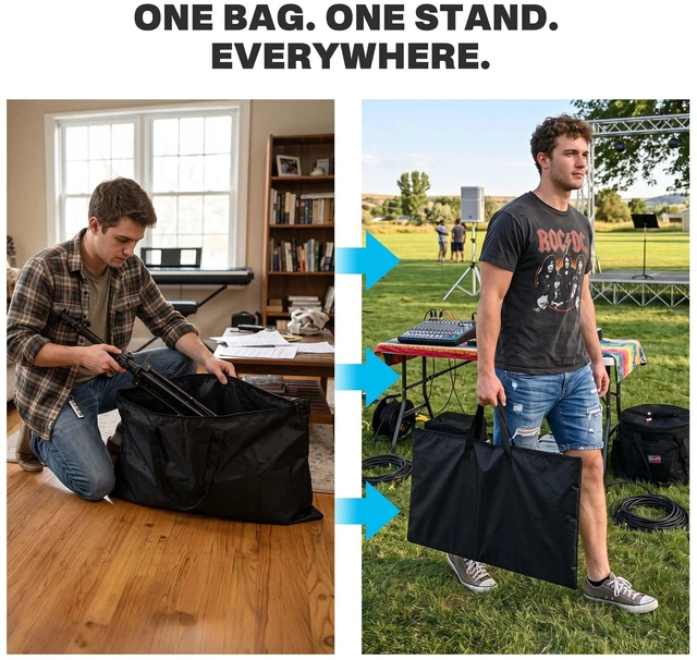 Alt view image 5 of 7 - Yescom 2 Packs 37"-61" Music Sheet Stand Tiltable Widened Stable Tripod Base Storage Tray Carrying Bag Studio Concert