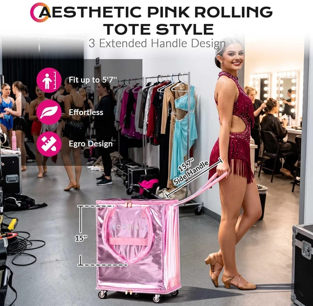 Alt view image 6 of 7 - Byootique 22.5'' Pink Rolling Competition Bag 70L U Shape Top Open Wipeable