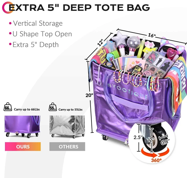 Alt view image 2 of 7 - Byootique 22.5'' Concert Rolling Tote 70L U Shape Top Open Wipe to Clean