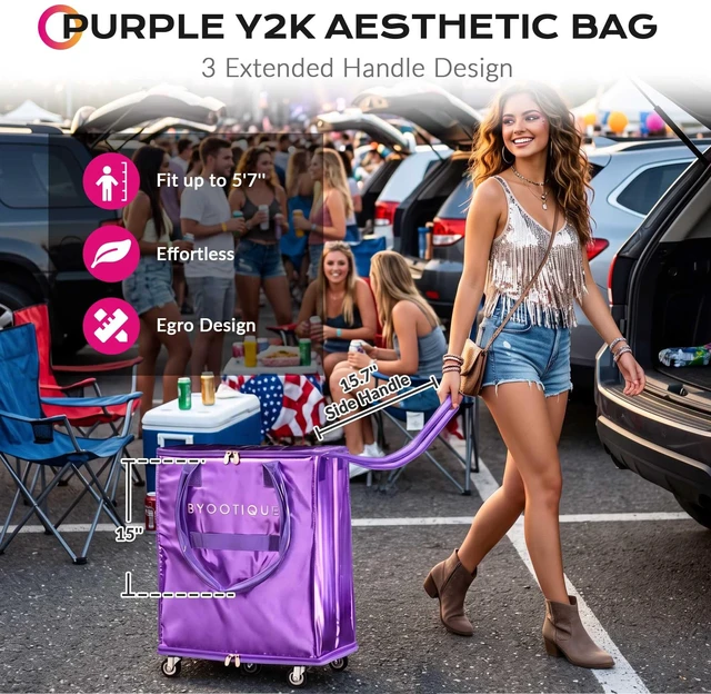 Alt view image 6 of 7 - Byootique 22.5'' Concert Rolling Tote 70L U Shape Top Open Wipe to Clean