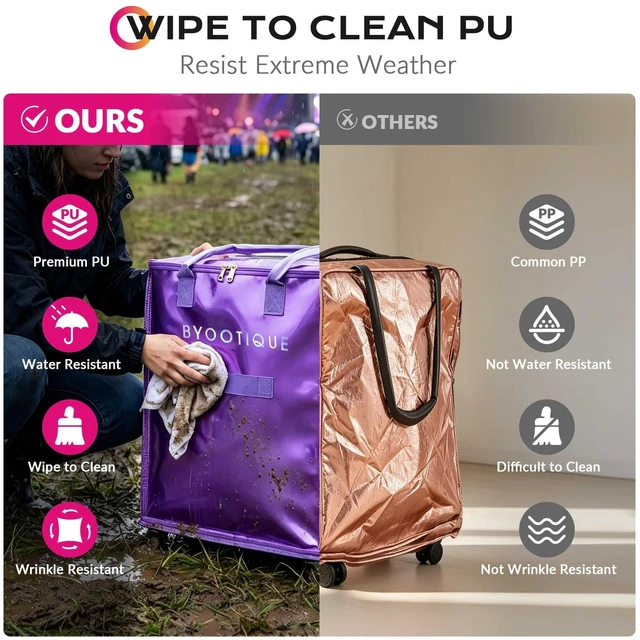 Alt view image 5 of 7 - Byootique 22.5'' Concert Rolling Tote 70L U Shape Top Open Wipe to Clean