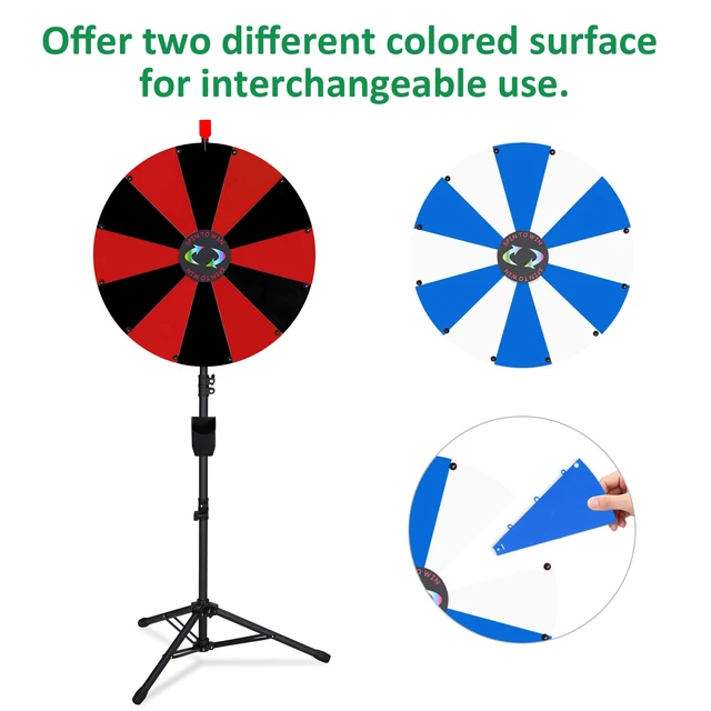 Alt view image 3 of 7 - WinSpin 24" Pop Up Displays Spinning Prize Wheel Black & Red Adjustable Height DIY Modular Spin Doodle Game for Events