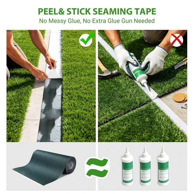 Alt view image 3 of 5 - Yescom 12" x 33' Artificial Turf Extra Wide Seam Tape for Synthetic Grass Rug Garage Home Gym Floor Mat Yard Balcony