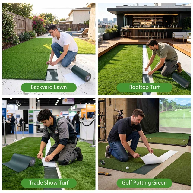 Alt view image 5 of 5 - Yescom 12" x 33' Artificial Turf Extra Wide Seam Tape for Synthetic Grass Rug Garage Home Gym Floor Mat Yard Balcony