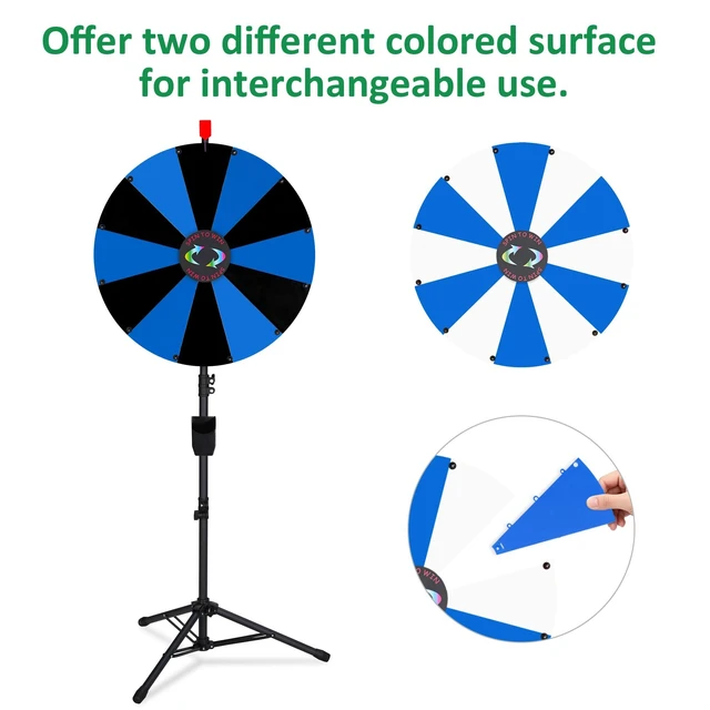 Alt view image 4 of 7 - WinSpin 24" Display Prize Wheel Black & Blue DIY Tripod 12 Slot Modular Custom Spinning Wheel for Pop Up Trade Show