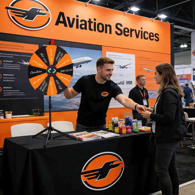 Alt view image 3 of 7 - WinSpin 24" Display Prize Wheel Black & Orange DIY Tripod 12 Slot Modular Custom Spinning Wheel for Pop Up Trade Show