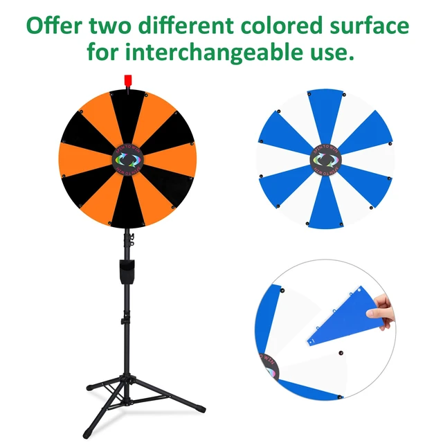 Alt view image 5 of 7 - WinSpin 24" Display Prize Wheel Black & Orange DIY Tripod 12 Slot Modular Custom Spinning Wheel for Pop Up Trade Show