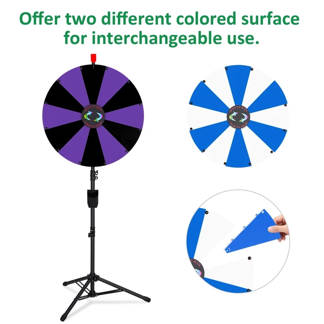 Alt view image 4 of 7 - WinSpin 24" Display Prize Wheel Black & Purple DIY Tripod 12 Slot Modular Custom Spinning Wheel for Pop Up Trade Show