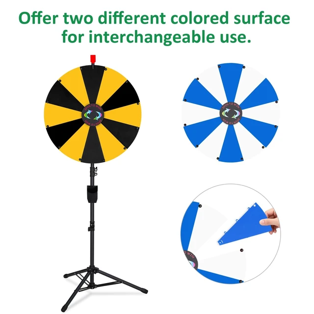 Alt view image 4 of 7 - WinSpin 24" Display Prize Wheel Black & Yellow DIY Tripod 12 Slot Modular Custom Spinning Wheel for Pop Up Trade Show