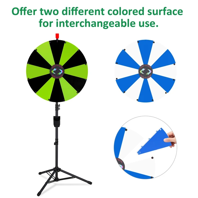 Alt view image 4 of 7 - WinSpin 24" Display Prize Wheel Black & Green DIY Tripod 12 Slot Modular Custom Spinning Wheel for Pop Up Trade Show