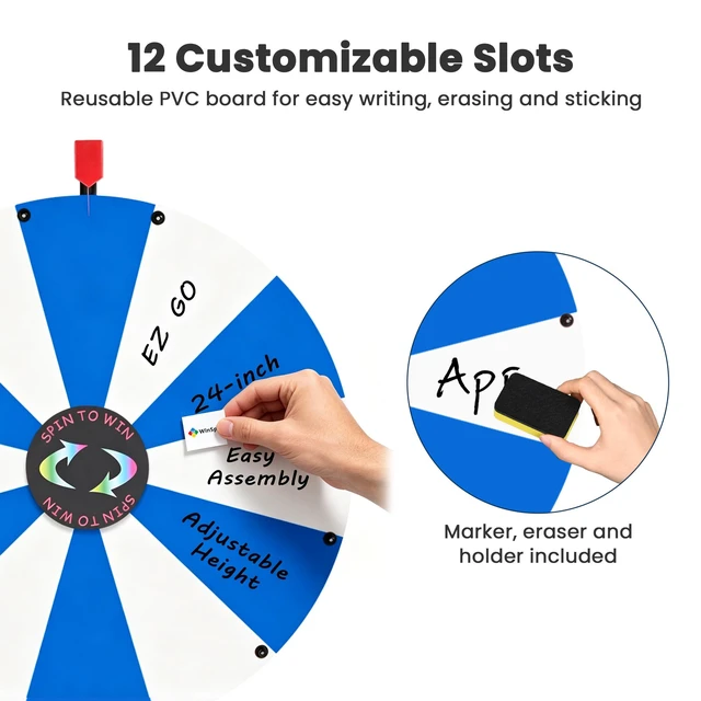 Alt view image 7 of 7 - WinSpin 24" Display Prize Wheel Black & Green DIY Tripod 12 Slot Modular Custom Spinning Wheel for Pop Up Trade Show