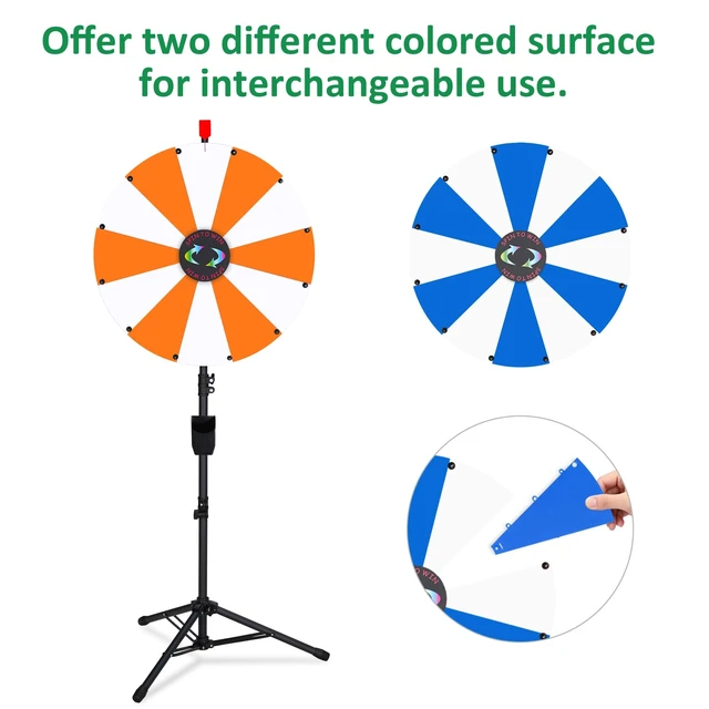 Alt view image 5 of 7 - WinSpin 24" Display Prize Wheel White & Orange DIY Floor Stand 12 Slot Modular Custom Spinning Wheel Pop Up Trade Show