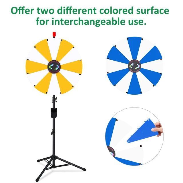 Alt view image 5 of 7 - WinSpin 24" Display Prize Wheel Yellow & White DIY Floor Stand 12 Slot Modular Custom Spinning Wheel Pop Up Trade Show