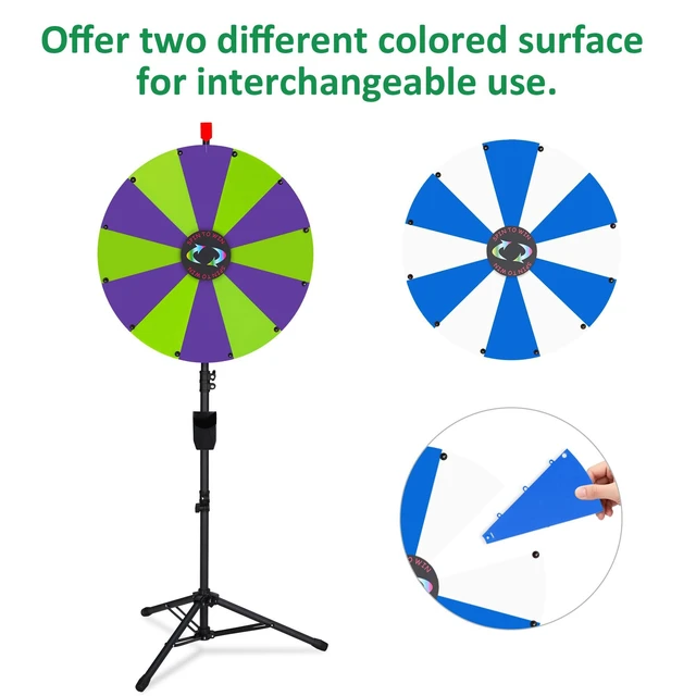 Alt view image 5 of 7 - WinSpin 24" Display Prize Wheel Purple & Green DIY Floor Stand 12 Slot Modular Custom Spinning Wheel Pop Up Trade Show