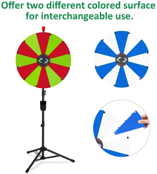 Alt view image 5 of 7 - WinSpin 24" Display Prize Wheel Ren & Green DIY Floor Stand 12 Slot Modular Custom Spinning Wheel Pop Up Trade Show