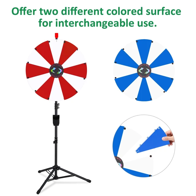 Alt view image 5 of 7 - WinSpin 24" Display Prize Wheel Red & White DIY Floor Stand 12 Slot Modular Custom Spinning Wheel Pop Up Trade Show