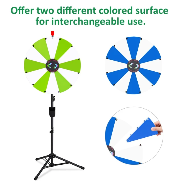 Alt view image 5 of 7 - WinSpin 24" Display Prize Wheel White & Green DIY Floor Stand 12 Slot Modular Custom Spinning Wheel Pop Up Trade Show