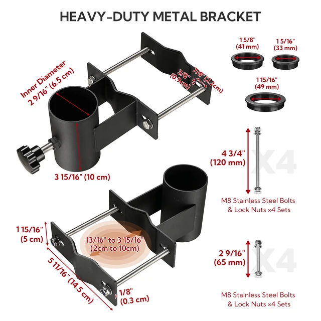Alt view image 7 of 7 - Yescom RV Ladder Flagpole Mount for 0.8"-4" Railings, No-Drill Clamp Holder, 3 Adapters Fits 1" to 2.36" OD Poles, Sponge Pad Protection & Anti-Wobble Adapter, Black