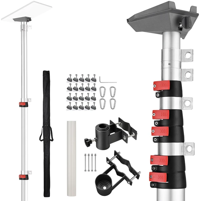 Main image of Yescom 30ft Telescoping Pole Mount Kit for Starlink Mini with Snap-In Pipe Adapter, RV Ladder Mount Fits 0.8"-4" Rails, Quick Flip-Lock Mast for Mobile Telecom Field Setup, Silver