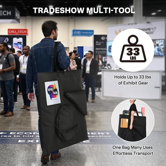 Alt view image 7 of 7 - WinSpin 36" Prize Wheel Transport Bag Backpack Heavy Duty 300D Oxford Storage Case