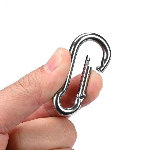 Alt view image 6 of 6 - Yescom 30-Pack M5 Spring Snap Hooks 304 Stainless Steel Carabiner Clips, 2-in Silver Smooth Spring Gate for Outdoor Hammock Swing and Travel