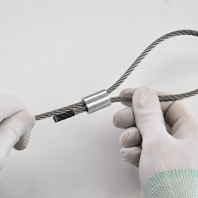 Alt view image 2 of 6 - Yescom 100-Pack 3/16-in Cable Ferrules M5 Wire Rope Crimping Loop Sleeves, Cable Crimps Secure Aluminum Crimping Fittings for Hanging