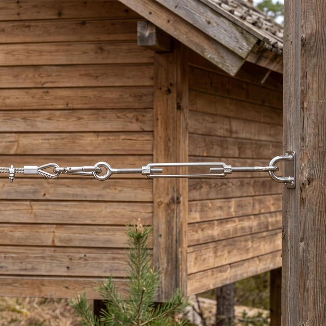Alt view image 2 of 7 - Yescom 3/8-in M10 Hook and Eye Turnbuckle - Heavy-Duty 304 Stainless Steel 661-lb WLL Cable Tensioner Hardware for Batting Cage Hanging